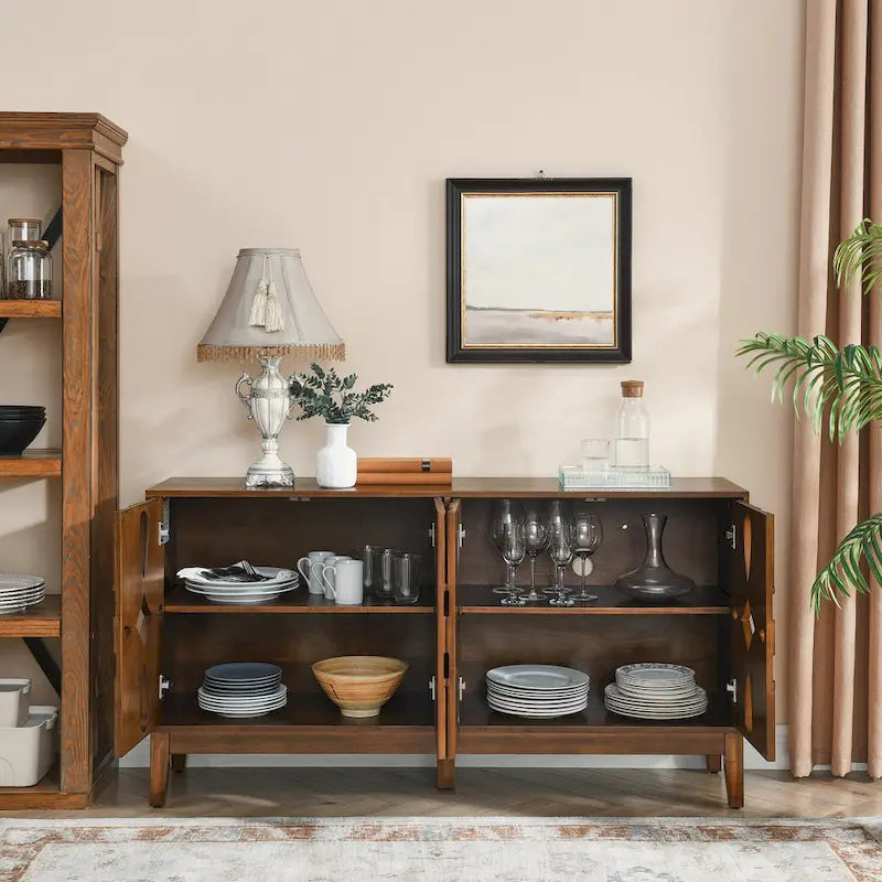 60.5  Modern Sideboard Buffet Cabinet with Storage, TV Media Console Table, Storage Cabinet with 4 Doors & Adjustable Shelves