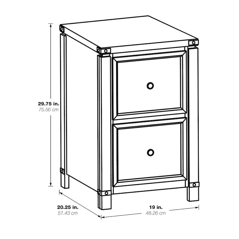OS Home & Office Furniture Two Drawer File Cabinet in Champagne Oak Wood Veneer
