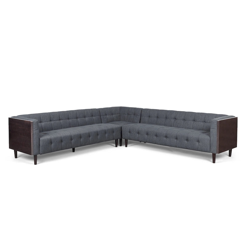 Clermont Mid-century Tufted Sectional Sofa by Christopher Knight Home - 114.00  L x 114.00  W x 30.75  H