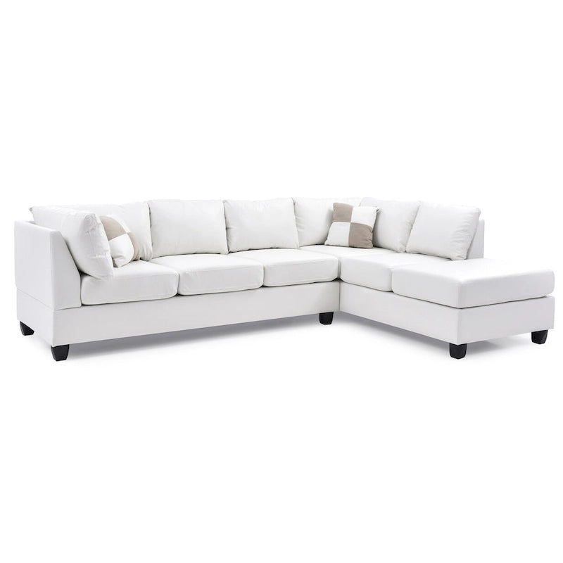 Malone 111 in. Faux Leather 4-Seater Sectional Sofa with 2-Throw Pillow - 111 L x 78 W x 34 H