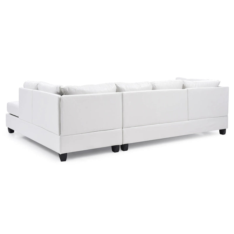 Malone 111 in. Faux Leather 4-Seater Sectional Sofa with 2-Throw Pillow - 111 L x 78 W x 34 H