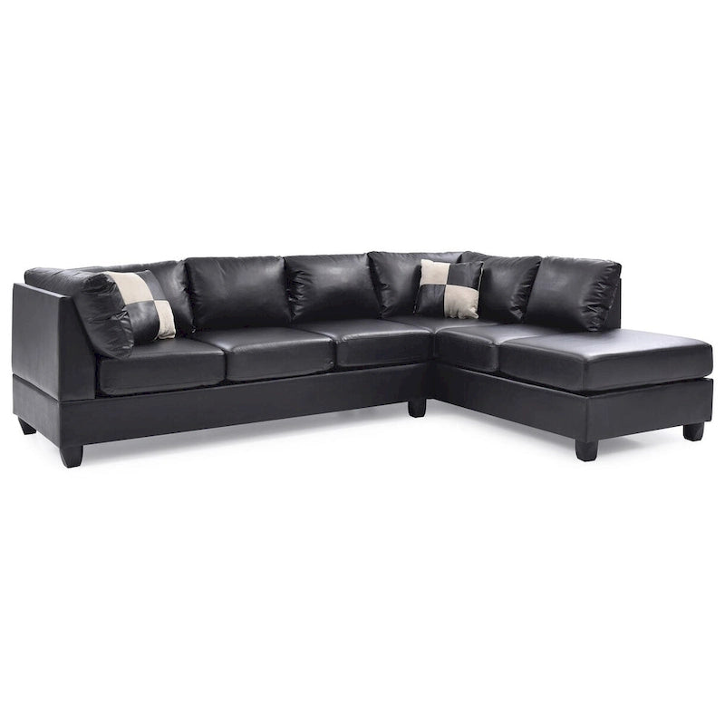 Malone 111 in. Faux Leather 4-Seater Sectional Sofa with 2-Throw Pillow - 111 L x 78 W x 34 H