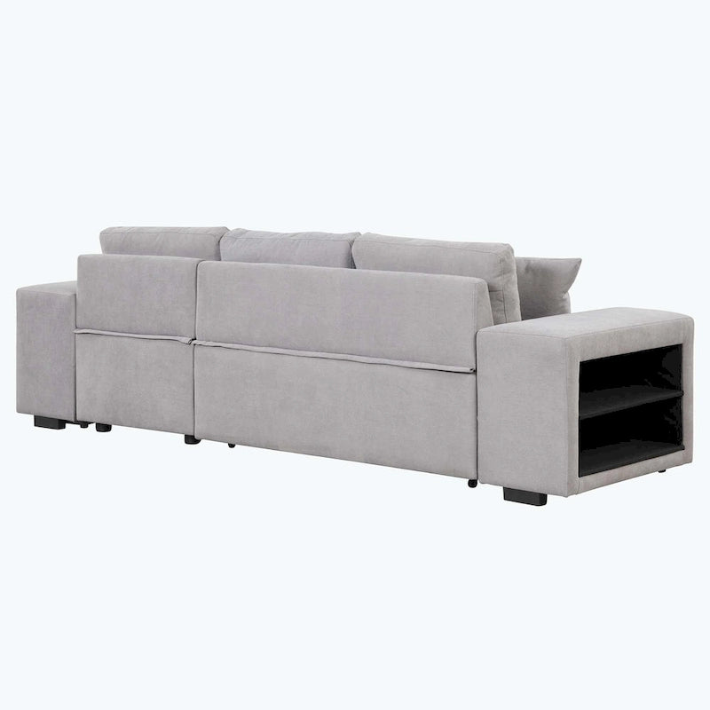 Modern L-Shape 3 Seat Reversible Sectional Couch,with Storage Chaise and 2 Stools