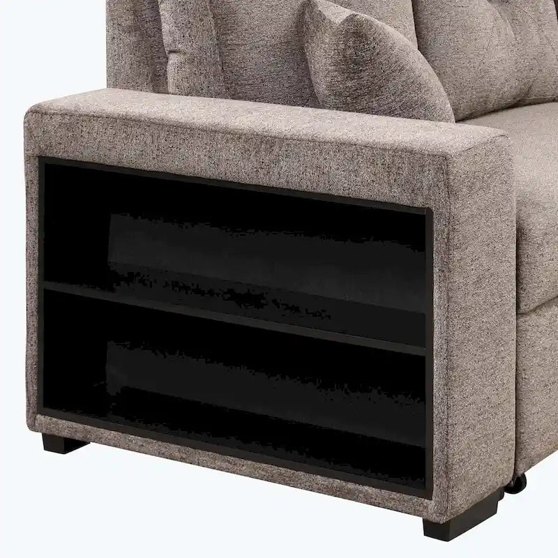 Modern L-Shape 3 Seat Reversible Sectional Couch,with Storage Chaise and 2 Stools