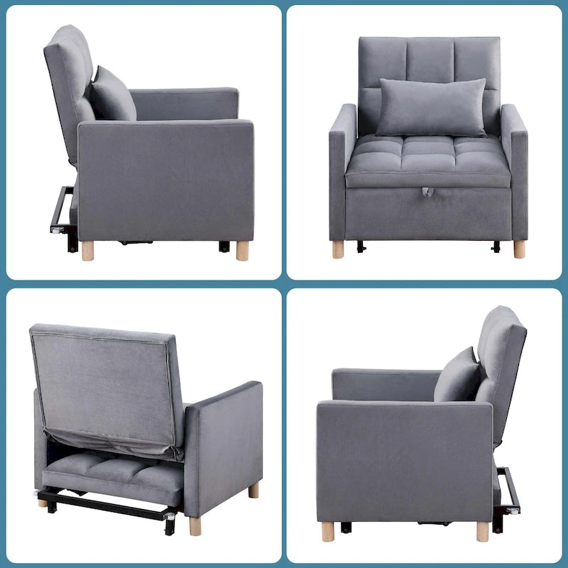 Aukfa Sleeper Chair Bed Convertible Single Sofa Chair with Pillow