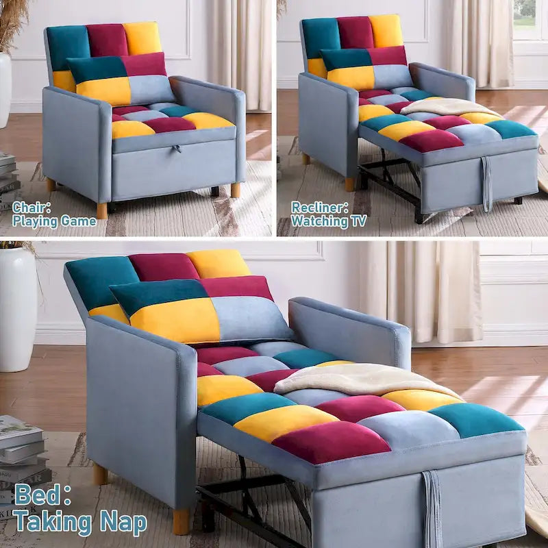 Aukfa Sleeper Chair Bed Convertible Single Sofa Chair with Pillow