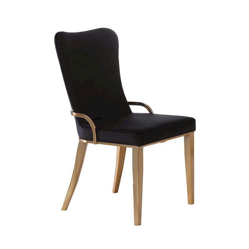 Somette Ridley Gold 5-Piece Round Glass/Acrylic Dining Set with Black Chairs