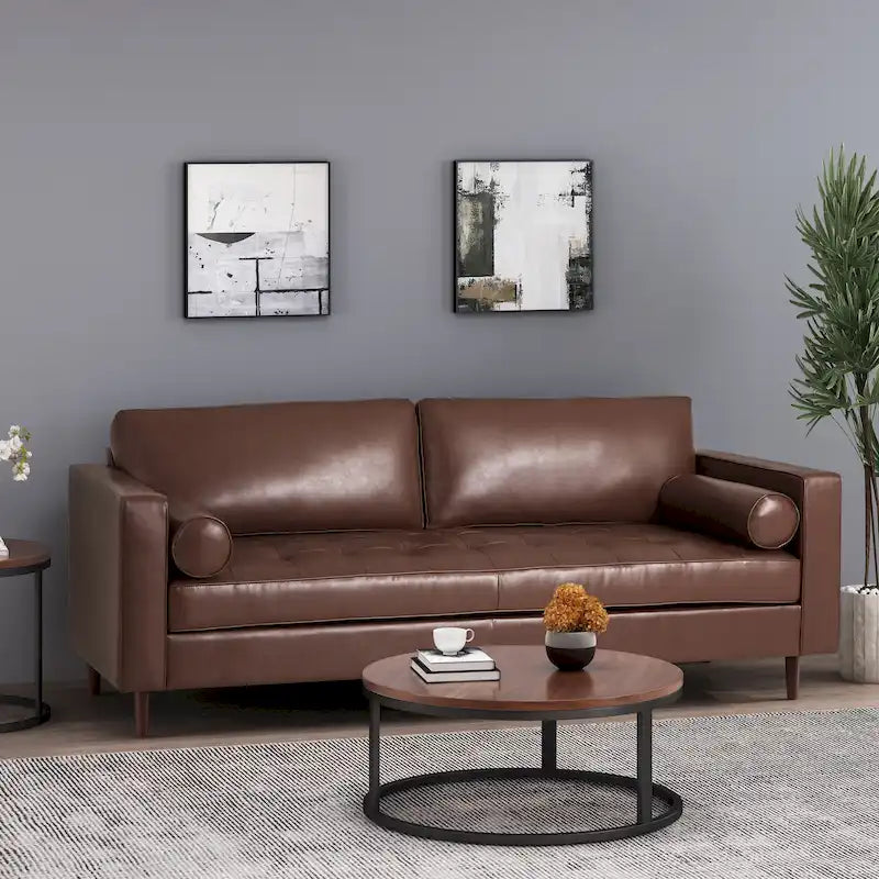 Malinta Contemporary Tufted 3 Seater Sofa by Christopher Knight Home - 82.25  L x 33.00  W x 33.00  H
