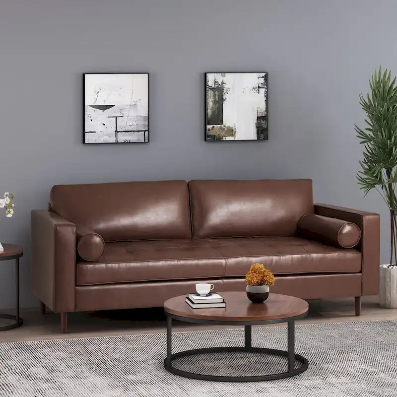 Malinta Contemporary Tufted 3 Seater Sofa by Christopher Knight Home - 82.25  L x 33.00  W x 33.00  H