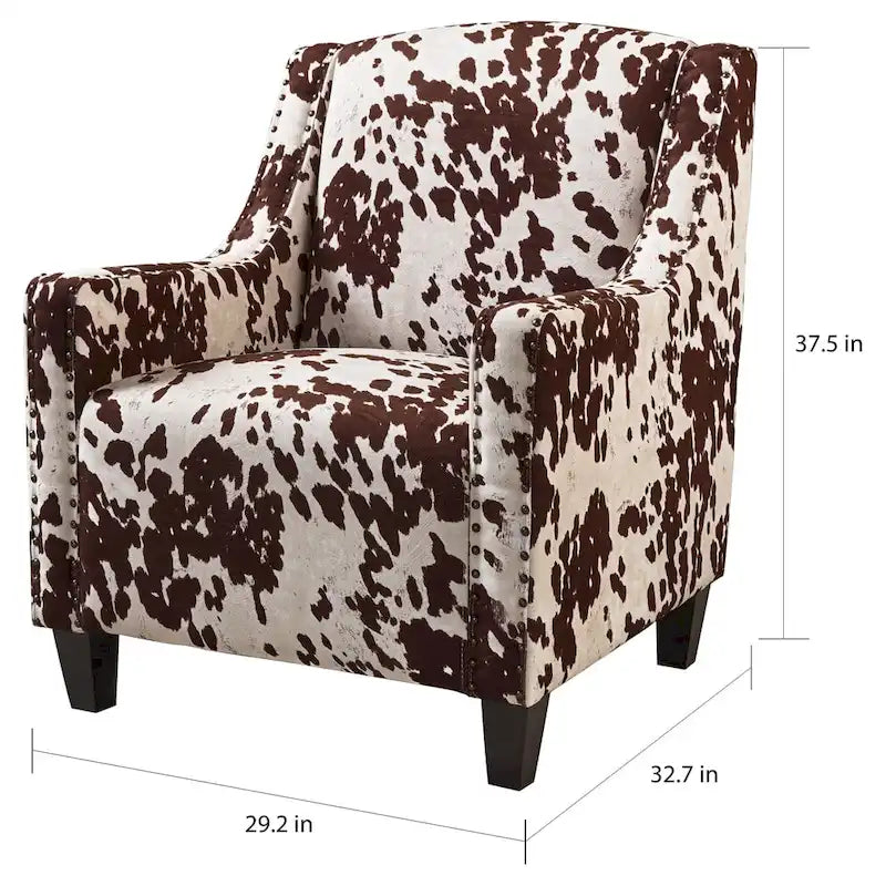 Elysabeth Cow Print Velvet Club Chair by Christopher Knight Home - 32.75 L x 29.25 W x 37.5 H
