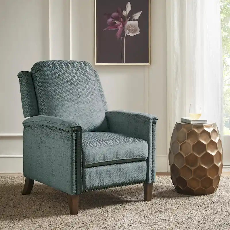 Madison Park Cecile Blue Push Back Recliner