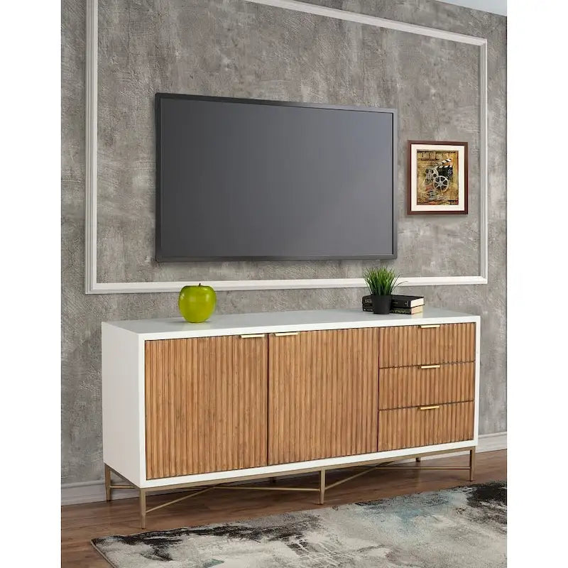 Origins by Alpine Larsen TV Console in White - 64 inches in width