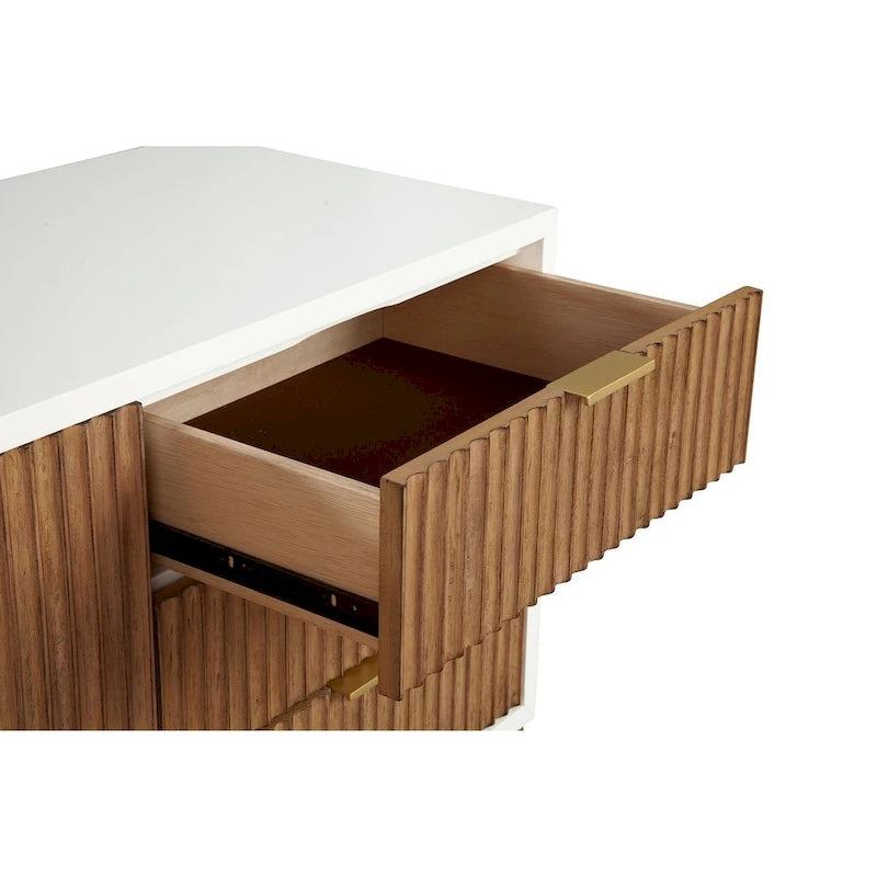 Origins by Alpine Larsen TV Console in White - 64 inches in width