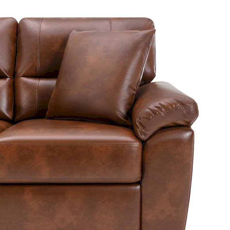 Morden Fort Upholstered Living Room Set, 2 Pieces - Faux Leather chair, Loveseat