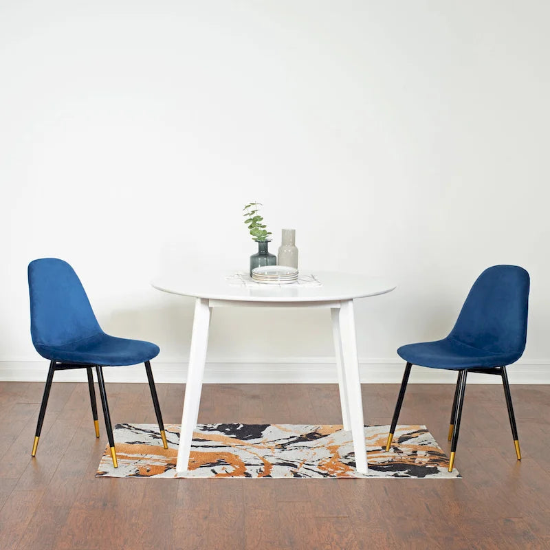 Roundhill Furniture Lassan Contemporary 5-Piece Dining Set, White Round Table and 4 Chairs