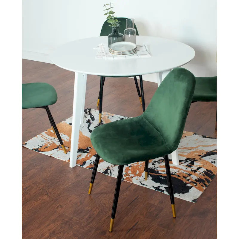 Roundhill Furniture Lassan Contemporary 5-Piece Dining Set, White Round Table and 4 Chairs