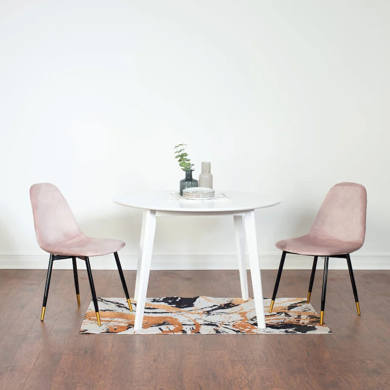 Roundhill Furniture Lassan Contemporary 5-Piece Dining Set, White Round Table and 4 Chairs