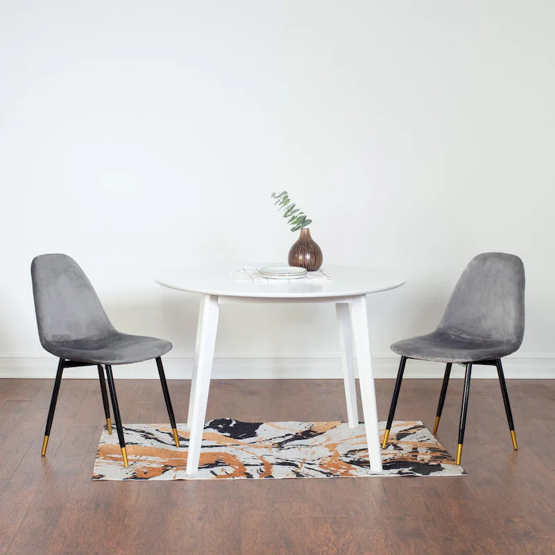 Roundhill Furniture Lassan Contemporary 5-Piece Dining Set, White Round Table and 4 Chairs