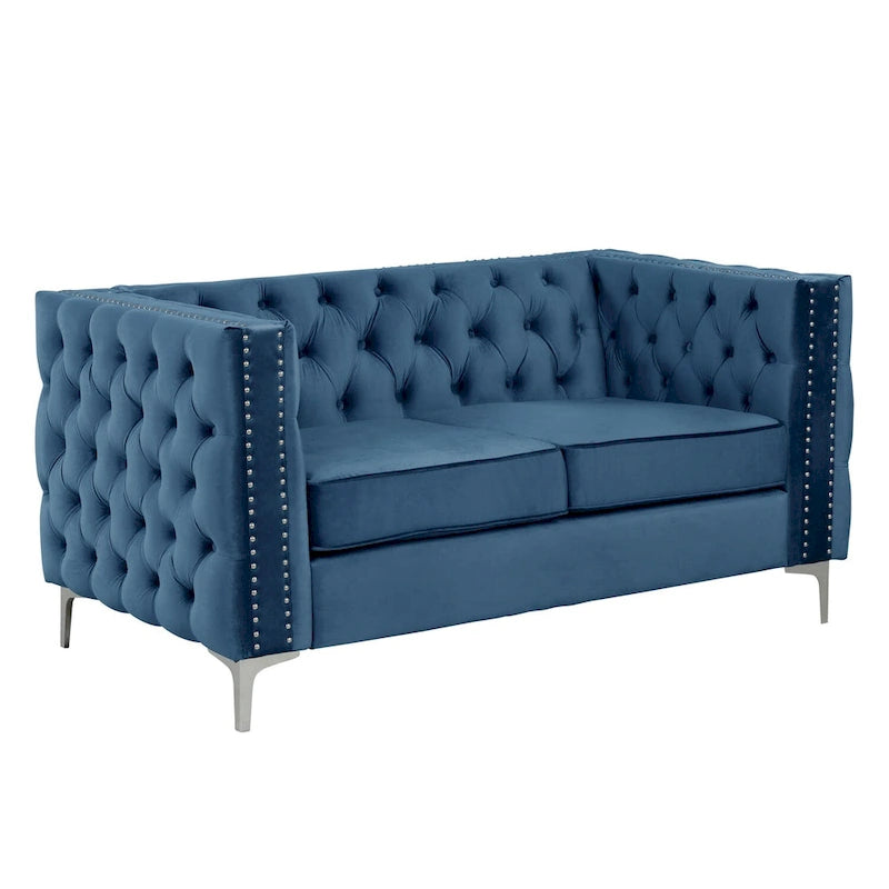 Morden Fort Modern Loveseat with Deep Dutch Velvet Iron Legs