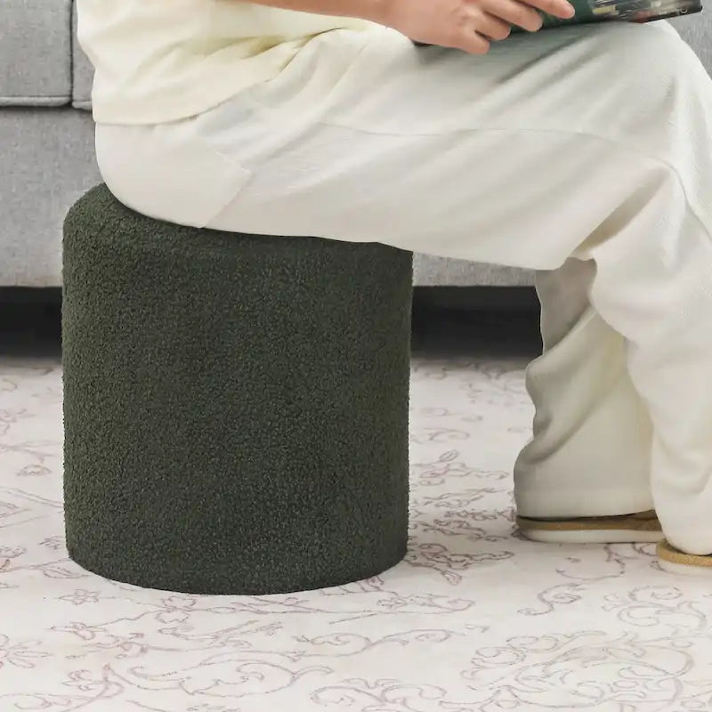 Adeco Footrest Ottoman 13 inches Fabric Stool for Living Room Bedroom