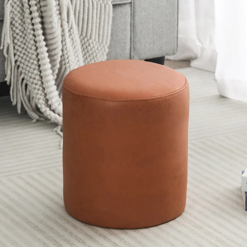 Adeco Footrest Ottoman 13 inches Fabric Stool for Living Room Bedroom