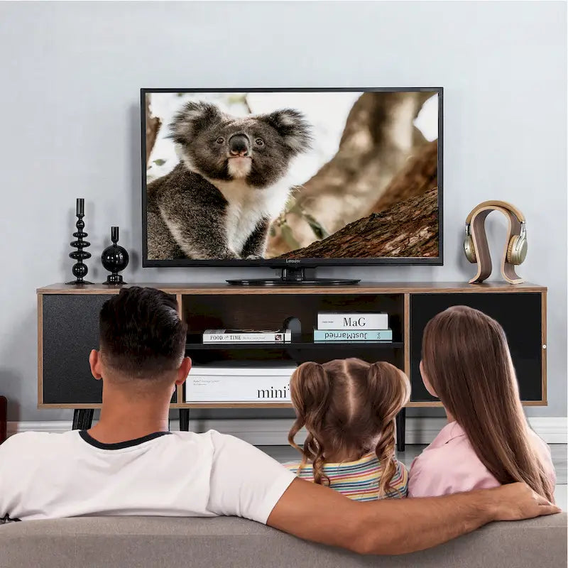 AVAWING Mid-Century Modern TV Stand for 60  TV with Storage and Open Shelf