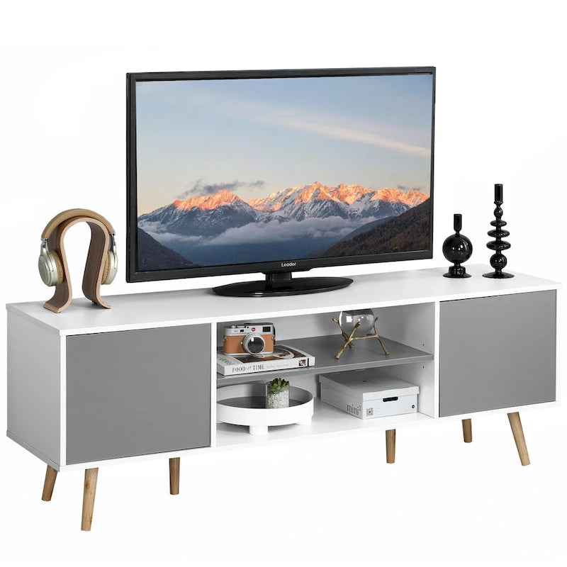 AVAWING Mid-Century Modern TV Stand for 60  TV with Storage and Open Shelf