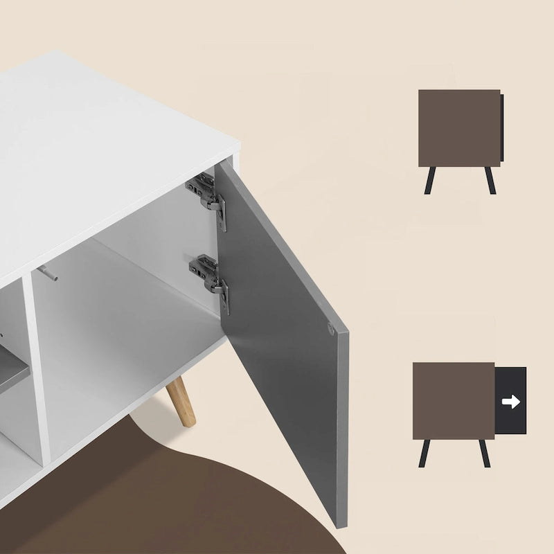 AVAWING Mid-Century Modern TV Stand for 60  TV with Storage and Open Shelf