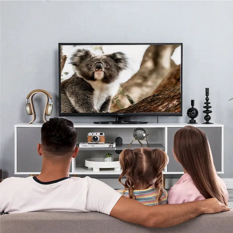 AVAWING Mid-Century Modern TV Stand for 60  TV with Storage and Open Shelf