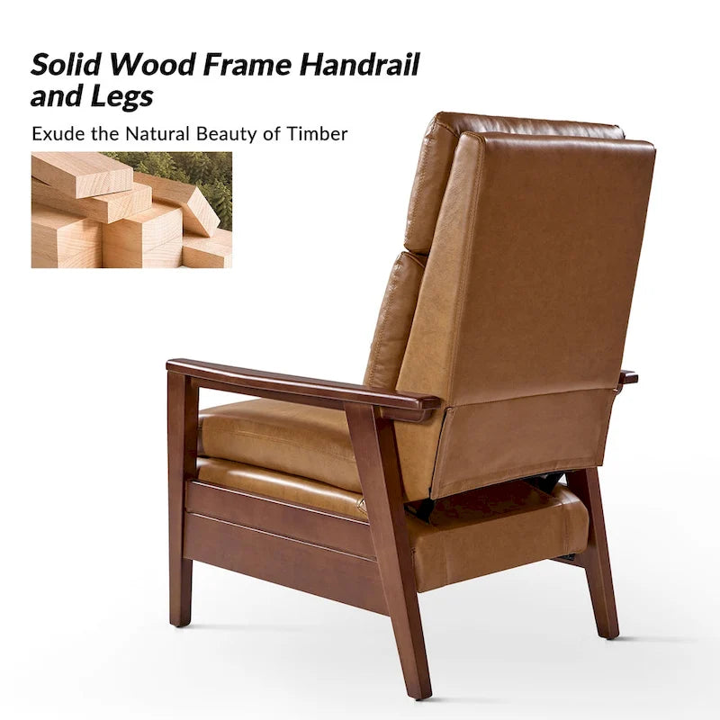 Patrick Mid-century Vegan Leather Solid Wood Recliner Set of 2 by HULALA HOME