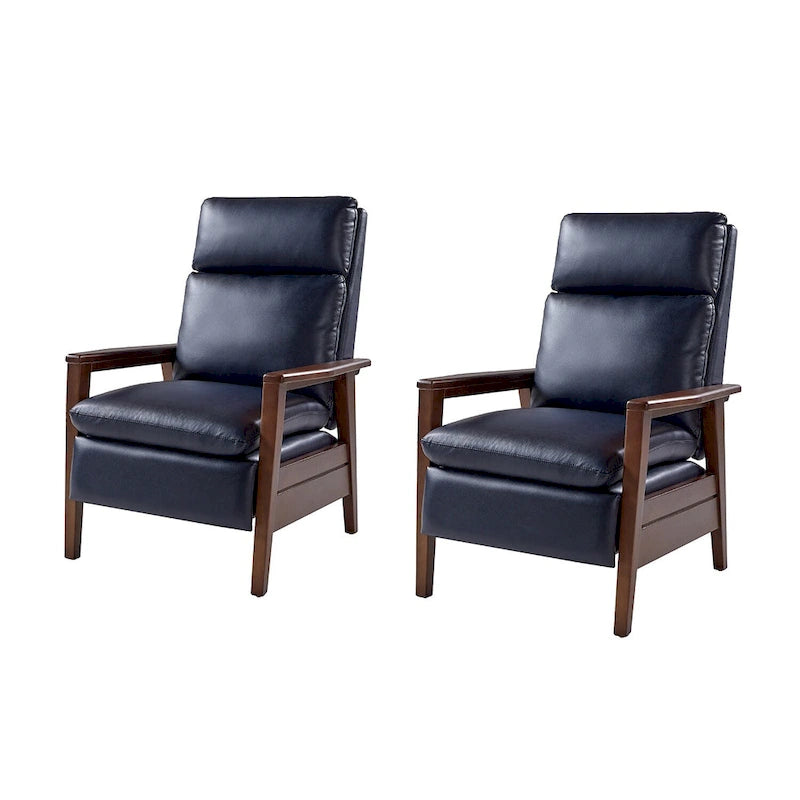 Patrick Mid-century Vegan Leather Solid Wood Recliner Set of 2 by HULALA HOME