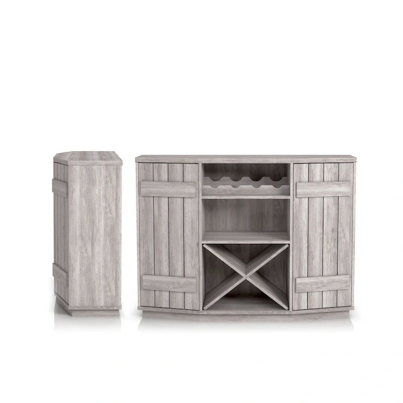 DH BASIC Farmhouse Plank-Style 28-Bottle 47-Inch Wine Cabinet Buffet by Denhour