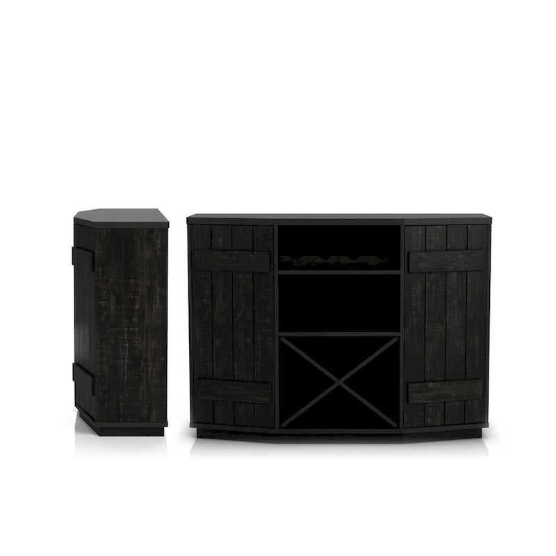 DH BASIC Farmhouse Plank-Style 28-Bottle 47-Inch Wine Cabinet Buffet by Denhour