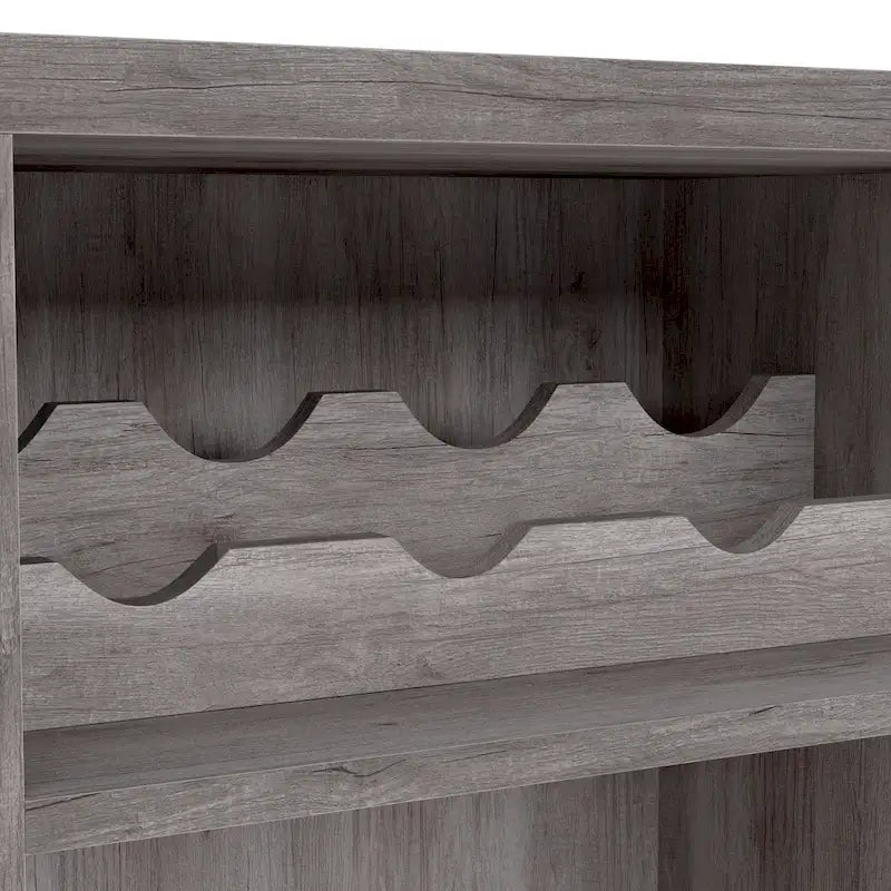 DH BASIC Farmhouse Plank-Style 28-Bottle 47-Inch Wine Cabinet Buffet by Denhour