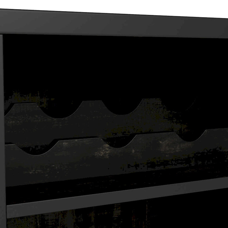 DH BASIC Farmhouse Plank-Style 28-Bottle 47-Inch Wine Cabinet Buffet by Denhour