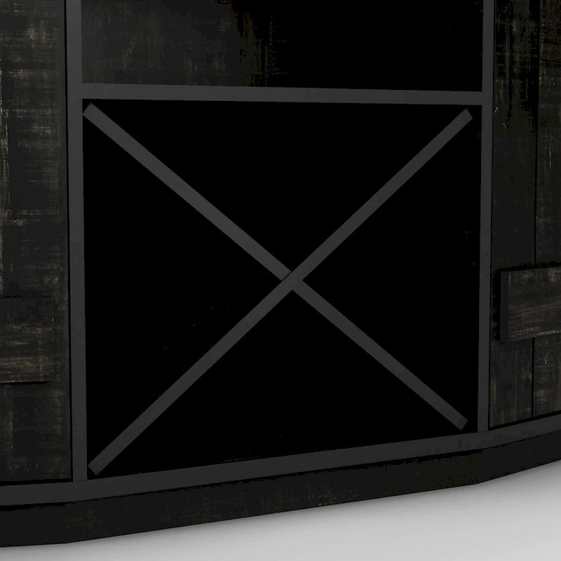 DH BASIC Farmhouse Plank-Style 28-Bottle 47-Inch Wine Cabinet Buffet by Denhour