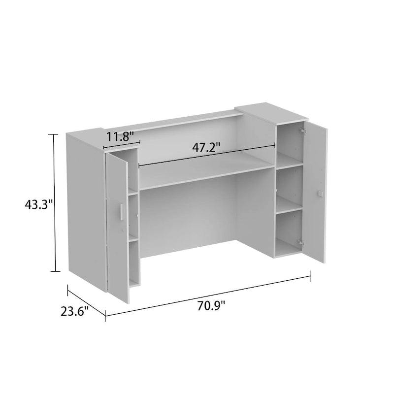 Timechee Reception Desk Counter with Adjustable Shelf Storage