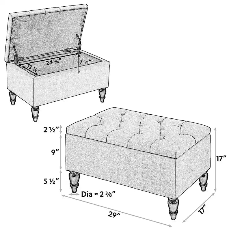 Maypex 29 in. Upholstered Storage Bench
