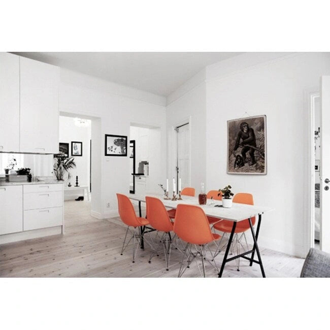 Designer Plastic Chairs Chrome Silver Wire Legs Retro Dining Accent Molded Shell Desk Office Work Chrome Base Kitchen