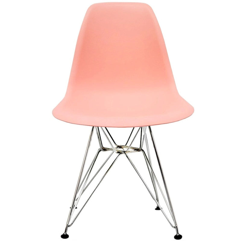 Designer Plastic Chairs Chrome Silver Wire Legs Retro Dining Accent Molded Shell Desk Office Work Chrome Base Kitchen