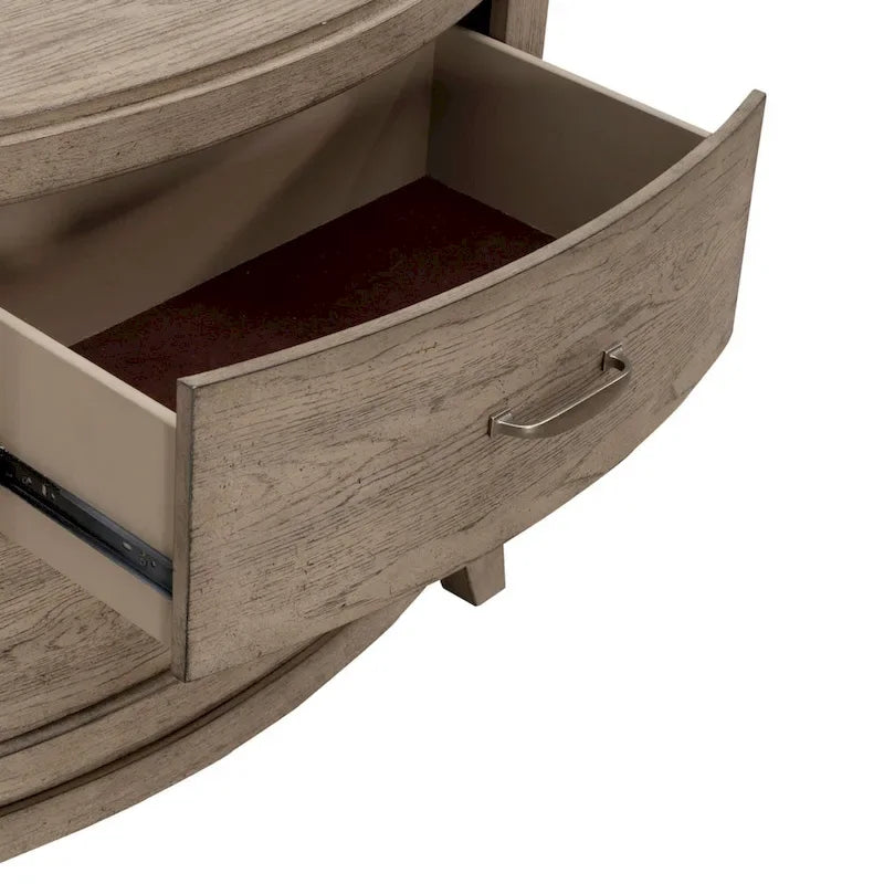 Avalon Burnished Beige Oak King Panel Storage Bed Bedroom Set