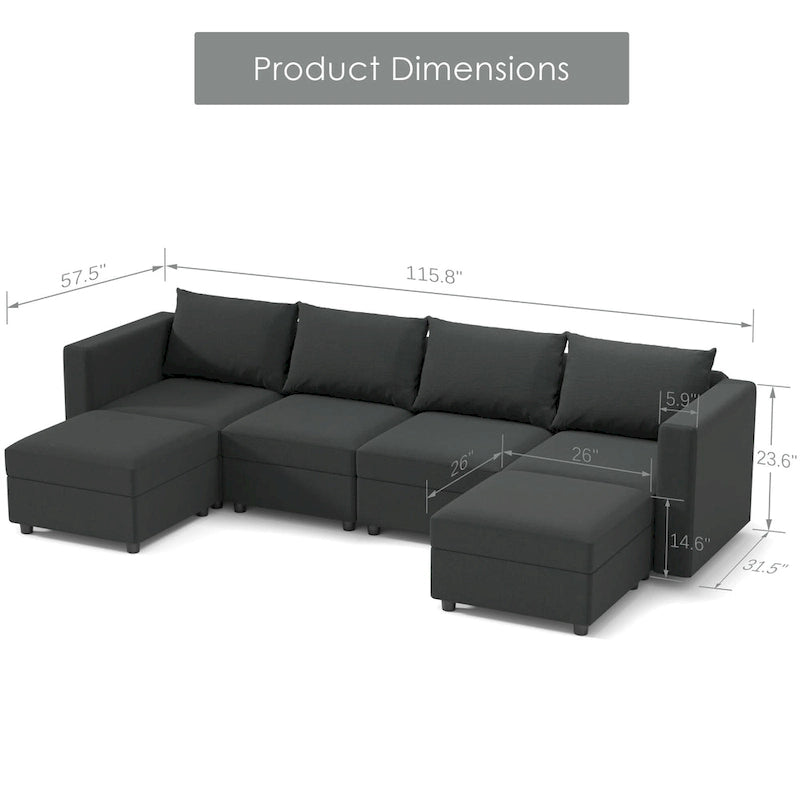 Modular Sofa Modern Sectional Storage Sofa Couch with Free Splicing for Living Room Furniture Set