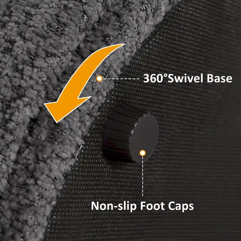 VANOMi Djembe Boucle Upholstered Ottoman with Swivel Base, Pouf, Swivel Vanity Stool for Living Room, Walk-in Closet