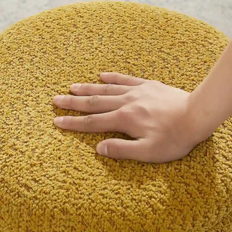 VANOMi Djembe Boucle Upholstered Ottoman with Swivel Base, Pouf, Swivel Vanity Stool for Living Room, Walk-in Closet