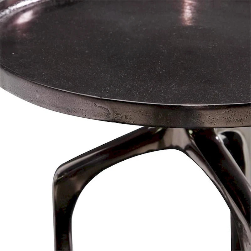 Modern Elegance Fine Line Metal Round Contemporary Accent End Table