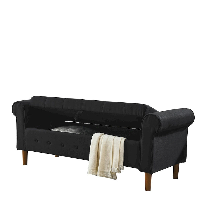 62  Bedroom Tufted Button Storage Bench, Window Bench, Rolled Arm Design for Bedroom, Living Room