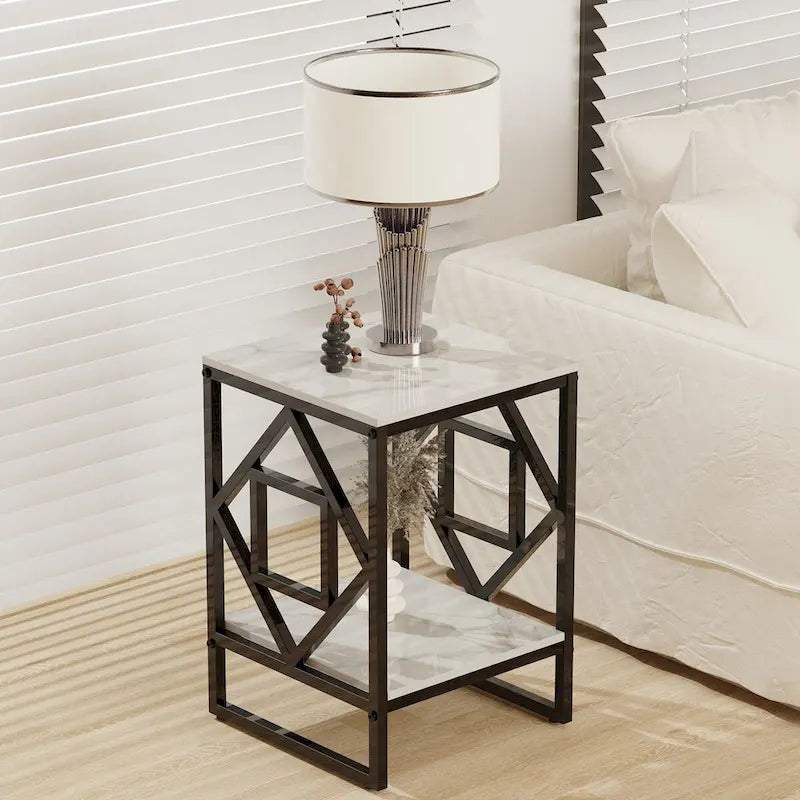 2 Tiers Coffee Table Living Room Sofa Side Table with Sintered Stone