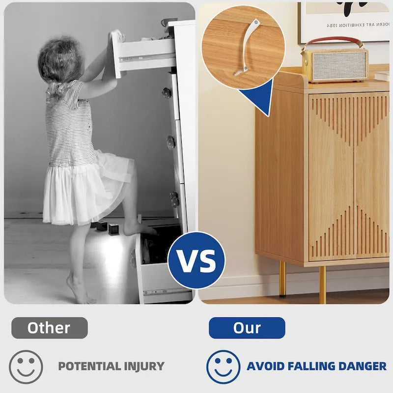 Moasis Double Sideboard Buffet Cabinet with Storage Shelf 4-Door Cabinet for Living Room and Kitchen