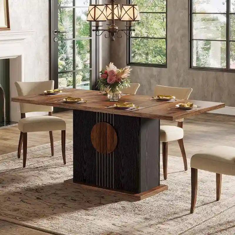 55  Dining Table with Rectangle Wood Top for Kitchen Dining Room