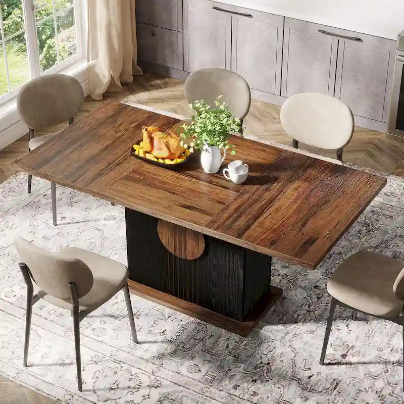 55  Dining Table with Rectangle Wood Top for Kitchen Dining Room